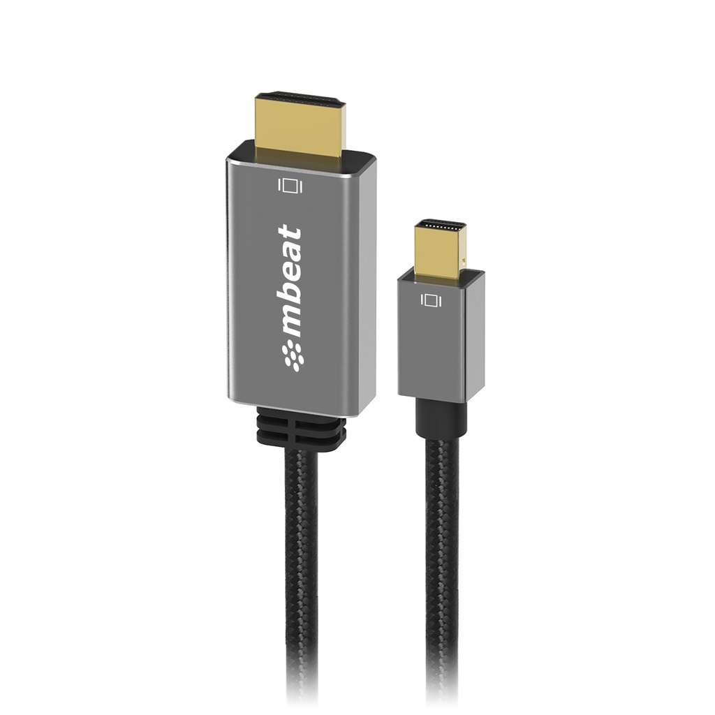 CBMB-XCB-MNDHDM18 (LS) mbeat® Tough Link 1.8m Mini DisplayPort to HDMI Cable - Space Grey Package Weight: 100g HDMI Cable Mini Displayport  Package Weight: 100g