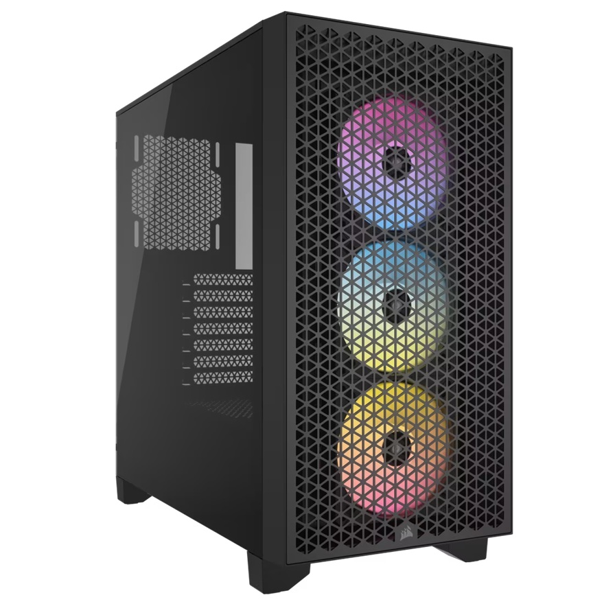 [CAC-3000D-RGB-BK] CAC-3000D-RGB-BK Corsair 3000D RGB AIRFLOW Mid-Tower PC Case - Black, ATX, 360 GPU, 170 CPU cooler, 220 PSU, 3x AR120 RGB, 2x USB-A 3.2 Gen 1