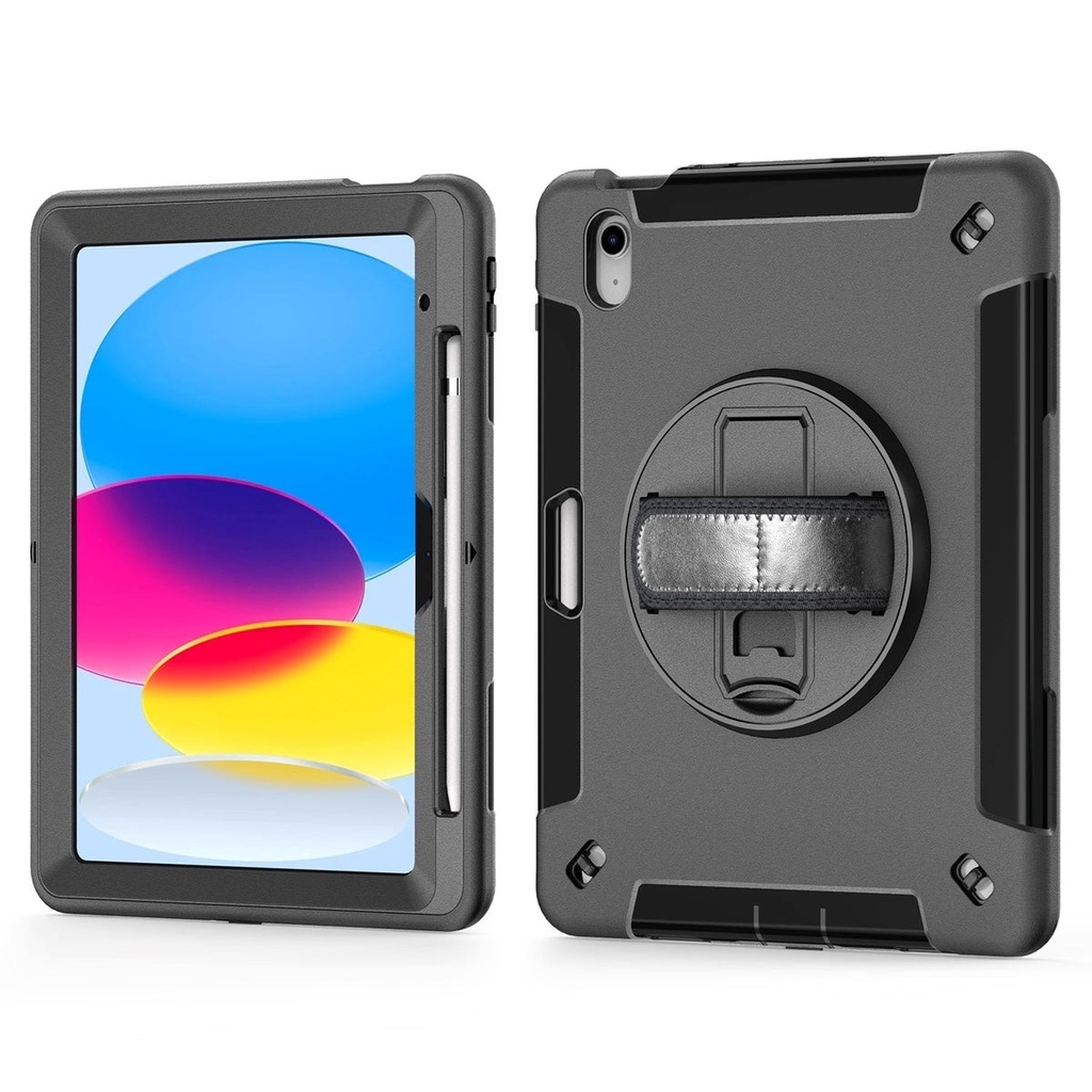 MPA-CHDP97 USP Rugged Apple iPad Air (9.7') (2nd/1st Gen) / iPad (9.7') (6th/5th Gen) Case Black - Built-in-Kickstand, Hand & Shoulder Strap, 5 Years Warranty