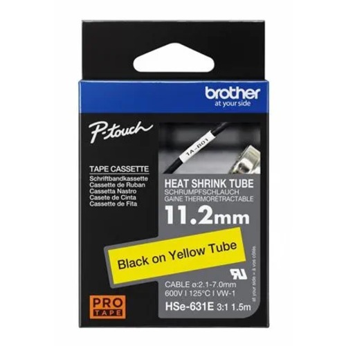 [COB-HSE631E] COB-HSE631E Brother HSE-631E - 11.2MM BLACK ON YELLLOW HEAT SHRINK TUBE CATRIDGE 3:1 (compatible with PT-E300VP/E550WVP/D800W/P750W/P900W/P950NW)