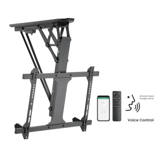[MABT-PLB-M0546AI] MABT-PLB-M0546AI Brateck PLB-M0546AI Smart Flip Down TV Ceiling Mount Powered by TUYA Support most 32' ~ 70' TVs (Black) (LS)
