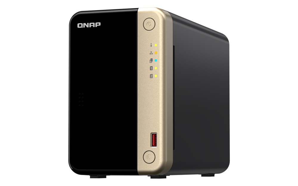 BAQN-TS-264-8G QNAP TS-264-8G 2 Bay desktop NAS 8 GB DDR4 onboard not expandable 2 x 3.5'/2.5' SATA 6Gb/s drive bays 2 x M.2 2280 PCIe Gen 3 x1 slots 2 x 2.5GbE