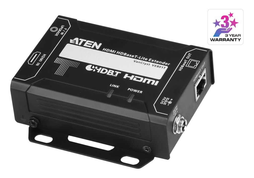 KVA-VE801T Aten HDMI HDBaseT-Lite Transmitter, supports 1080p @ 70m and 4096 x 2160 @ 30 HZ (4:4:4) @ 40m over Cat 6A