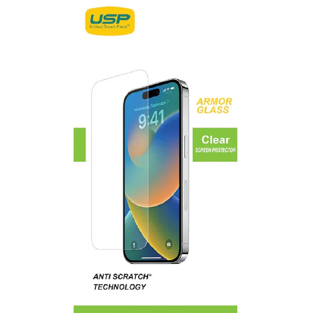 MPA-6976552042307 USP Apple iPhone 17 Pro / iPhone 17 / iPhone 16 Pro (6.3') Armor Glass Full Cover Tempered Glass Screen Protector - 9H Hardness,5 Years Warranty