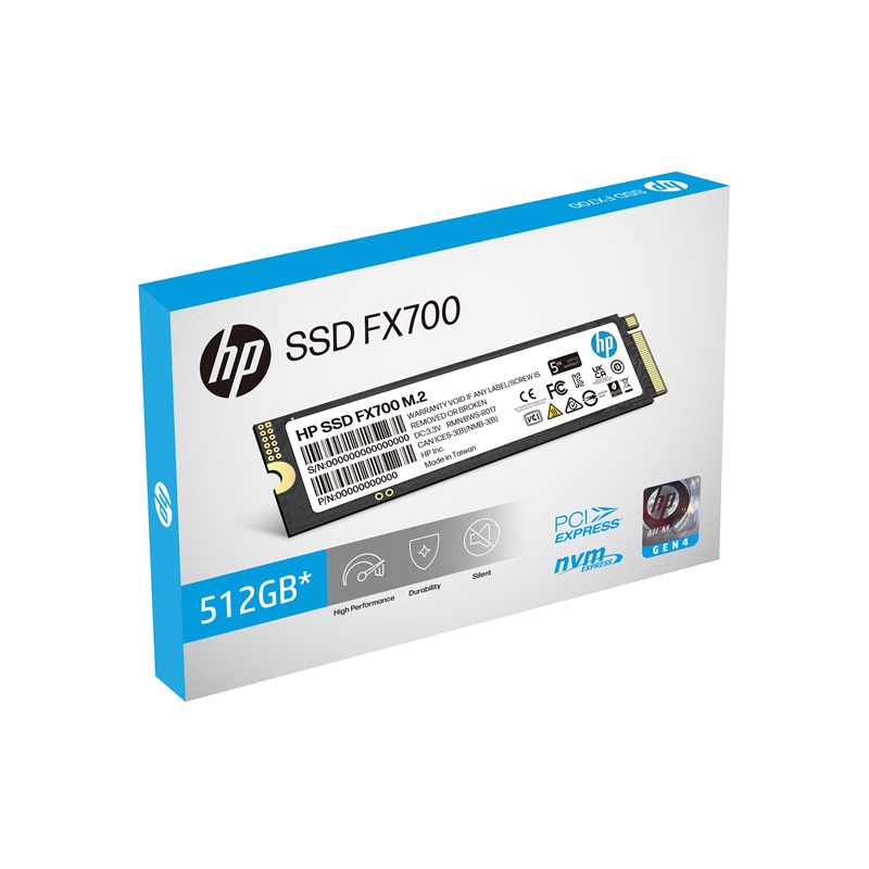 BWHP-FX700-512GB HP FX700 512GB PCIe Gen 4x4 M.2 NVMe 2.0 SSD 6300MB/s & 3100MB/s Up to 7200 MB/s read speed