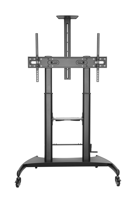 MABT-TTL06H-610TW Brateck Large Screen Telescopic Height-Adjustable Steel TV Cart with Crank Handle Fit 60'-100' Up to 100kg- Matte Black （LS）