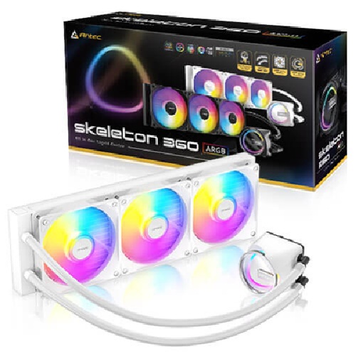 [CFA-SKELETON360ARGB-WH] CFA-SKELETON360ARGB-WH Antec Skeleton 360 ARGB-WHITE, All-in-One Liquid Cooler, 360mm, PWM ARGB fans, 2000RPM, 72.29CFM, ≤32dB, Intel/AMD support, aluminum radiator, 3Y wty