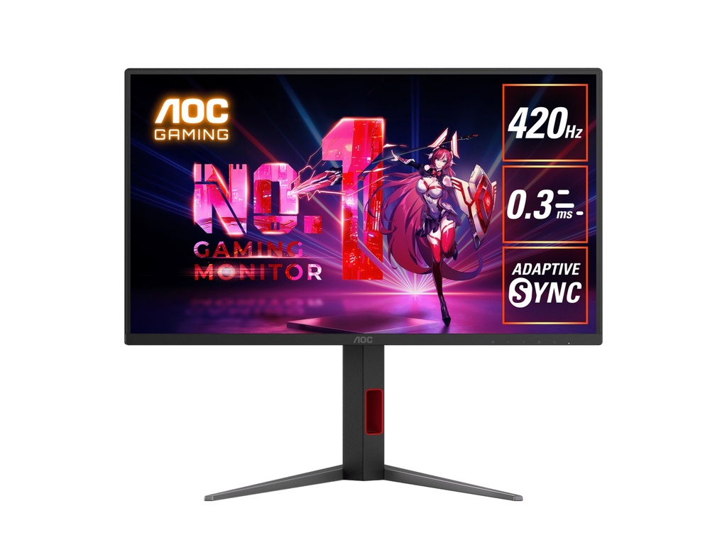[MNAO-25G4K] MNAO-25G4K AOC 24.5' 420Hz Gaming Monitor: Fast IPS, FHD @420Hz, 0.3ms MPRT, 350 nits, sRGB 110%, DP/HDMI, height/swivel/pivot tilt, VESA mount