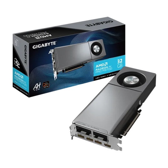 [VCG-GV-R9700AITOP-32GD] VCG-GV-R9700AITOP-32GD Gigabyte GV-R9700AI TOP-32GD, Radeon AI PRO R9700, 32GB GDDR6, 256 bit,750W, 2920 Boost, PCIe 5.0, 4096 SP, AI accelerators, DP 2.1, HDMI 2.1