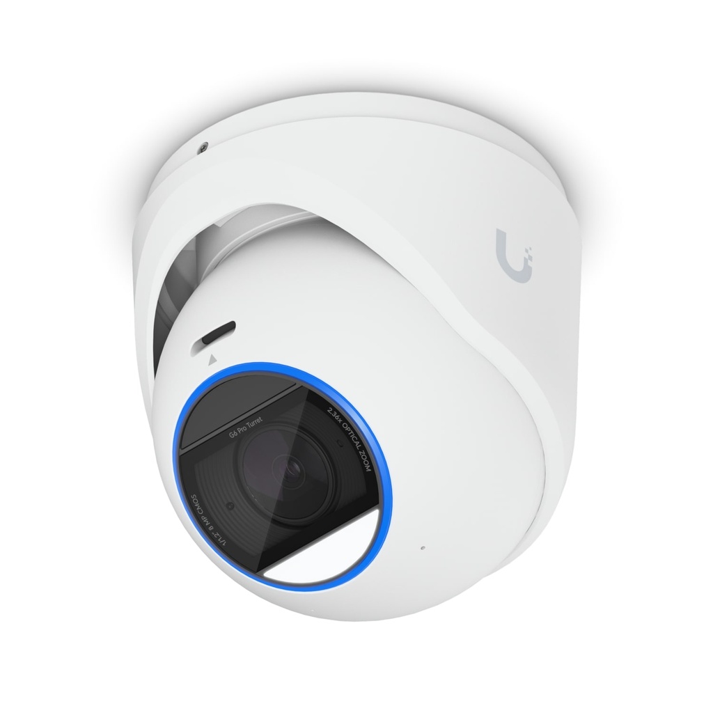 NHU-UVC-G6-PRO-TURRET-W Ubiquiti  G6 Pro Turret, White, All-Weather Tamper-Resistant 4K PoE+Cam, AI Engine, 2.36x Optic Zoom,1/1.2'CMOS, Light Clarity,L-Range IR Night Vision