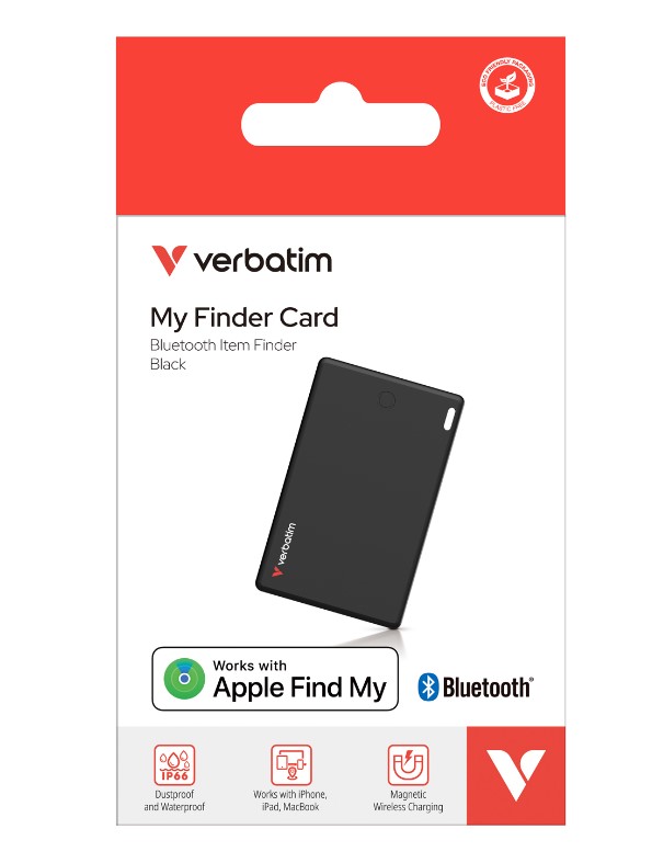 MPT-32138 Verbatim My Finder Card Bluetooth Finder 1 pack- Black, Bluetooth Apple Find My