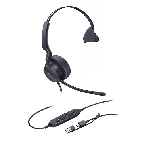 IPY-UH42SE-M-MS-CA *LS Yealink UH42SE Mono Teams USB-C/A Microsoft Certified Teams USB Wired Headset, Noise-Canceling Microphone, Leather Ear Cushions Control