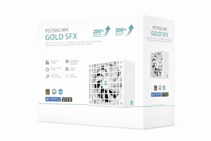 PSD-PS750G-WH DeepCool PS750G WH 750W Gamer Storm SFX ,Full Japanese Electrolytic Capacitors, Cybenetics Platinum /PPLP Gold, Fluid Dynamic Bearing