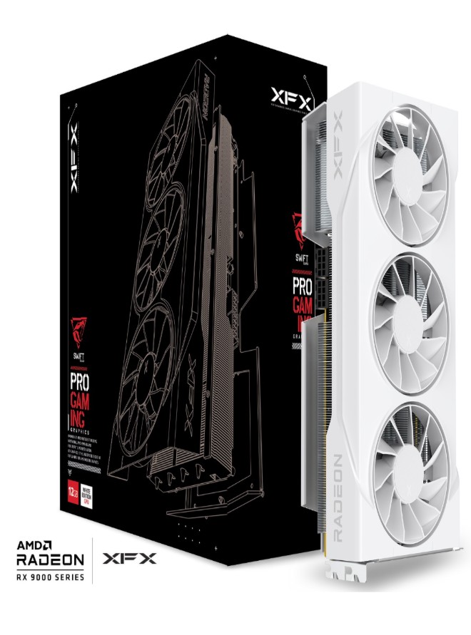VCX-9070GRE-12GB-WH XFX Swift AMD Radeon RX 9070GRE White Triple Fan Gaming Edition with 12GB GDDR6 HDMI 3xDP, AMD RDNA™ 4 (RX-97GRE29W7)