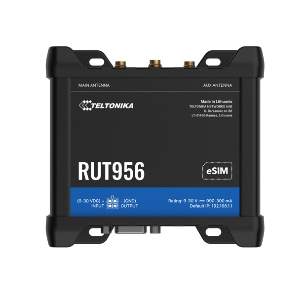 NHT-RUT956-ESIM Teltonika RUT956 Industrial Cellular Router, eSIM, Dual-SIM Cellular 4G LTE, WAN Failover with 4x Ethernet Ports, GPS, 2-Year Warranty, PSU included