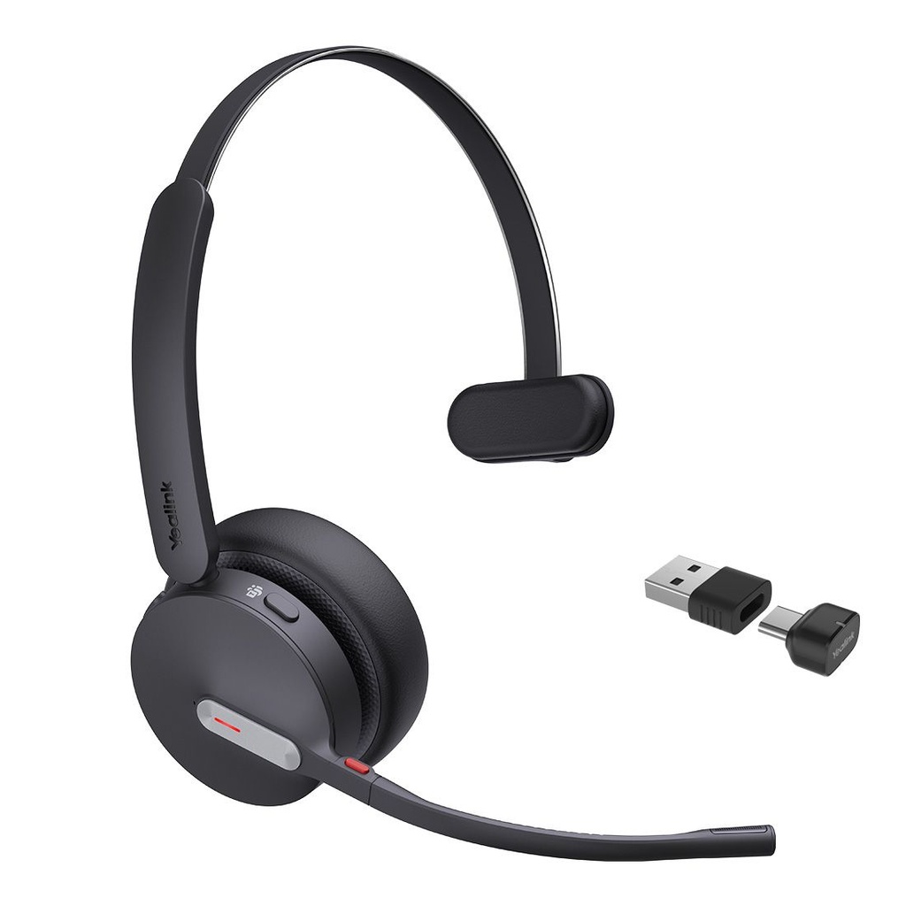 [IPY-BH70-M-MS-CA] IPY-BH70-M-MS-CA Yealink BH70 Bluetooth Wireless Mono Headset Microsoft Teams, 3 mic noise cancellation Talk time up to 35h BT51 C Dongle with Type A Adaper