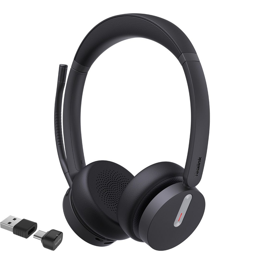 IPY-BH70-D-UC-CA Yealink BH70 Bluetooth Wireless Stereo Headset UC, BT51 C Dongle with A Adapter, 3-Mic Noise Cancellation, 35 Hours Talk Time, Comfort Wearing