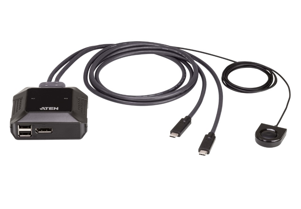 KVA-US3312-AT Aten 2-Port 4K DisplayPort USB-C Cable KVM Switch with Remote Port Selector