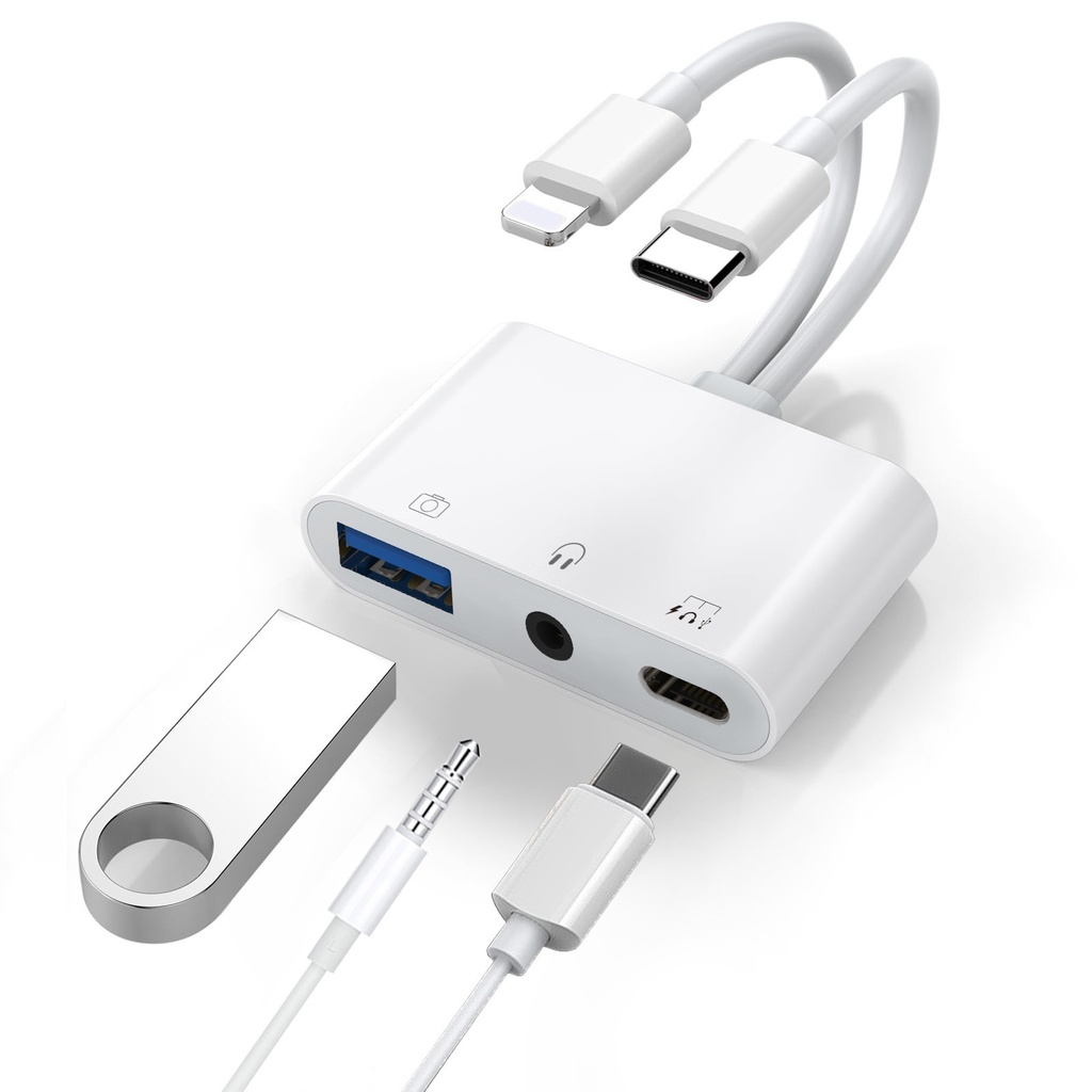 [MPA-DPADAC35MM] MPA-DPADAC35MM USP Lightning/USB-C to USB Adapter features a USB OTG Port, 3.5mm Headphone Jack & Fast-charging Port, 5 Years Warranty