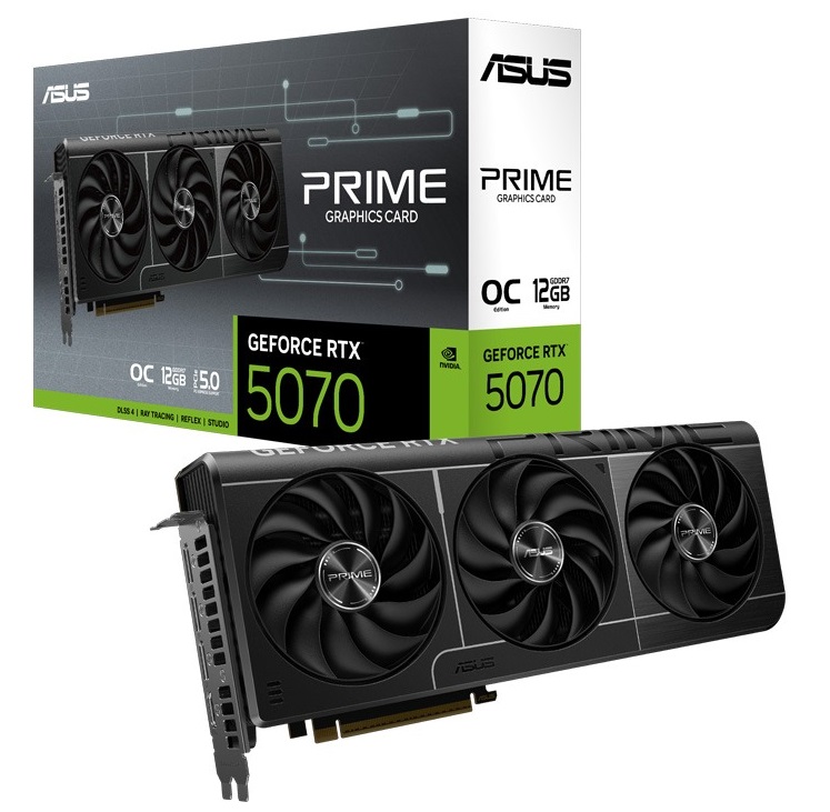 [VCA-RTX5070-O12G-PRI] VCA-RTX5070-O12G-PRI ASUS nVidia GeForce PRIME-RTX5070-O12G RTX 5070 12GB GDDR7 OC Edition 2557MHz Boost Clock, RAM 28Gbps, 1005 AI TOPs, Digital Max Resolution 7680 x 432