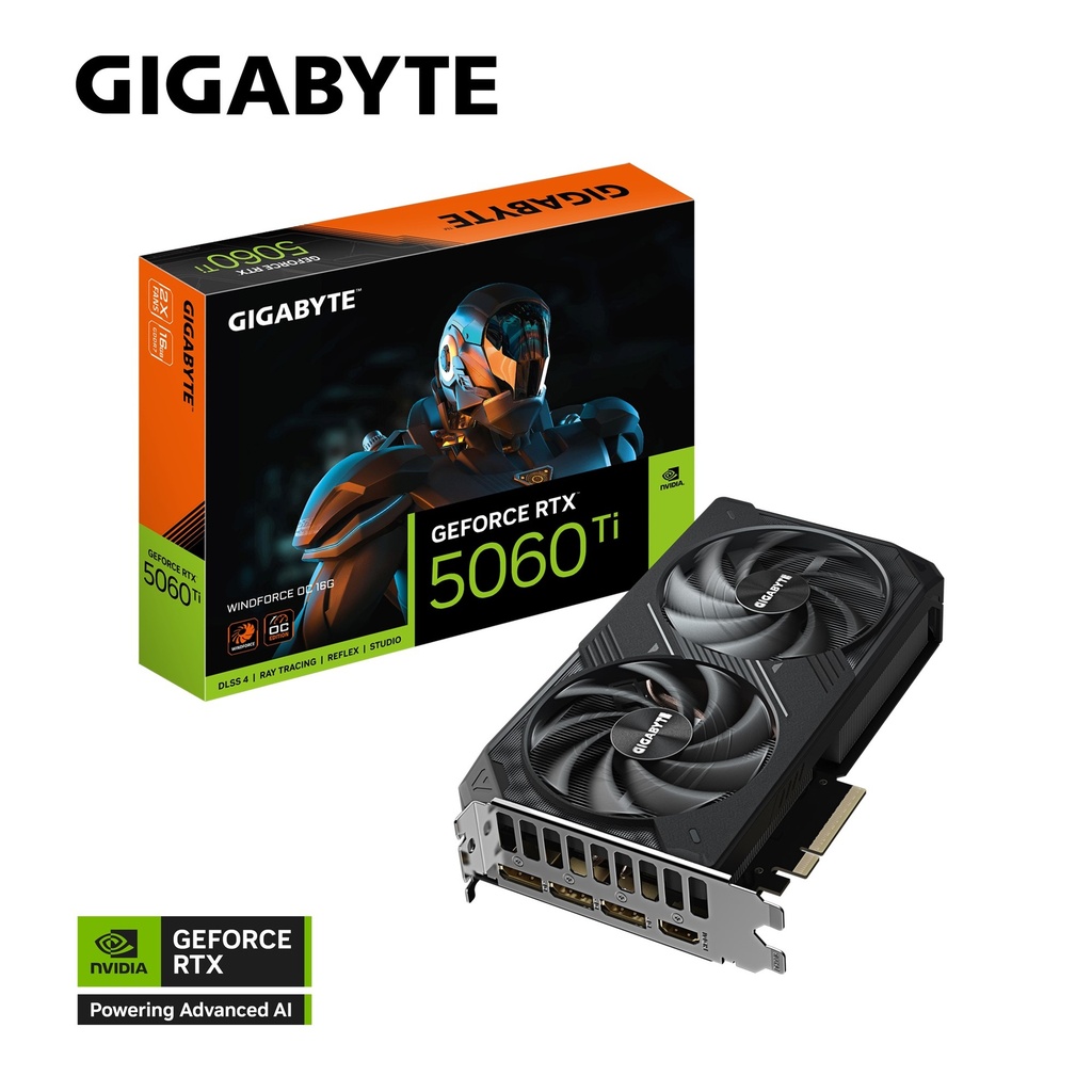 [VCG-N506TWF2OC-16GD] VCG-N506TWF2OC-16GD Gigabyte GeForce RTX™ 5060 Ti WINDFORCE OC 16G, 2587 MHz, CUDA TBD, 28 Gbps, GDDR7, 128 bit, PCI-E 5.0, PSU 650W, DisplayPort 2.1b *3 HDMI 2.1b *1