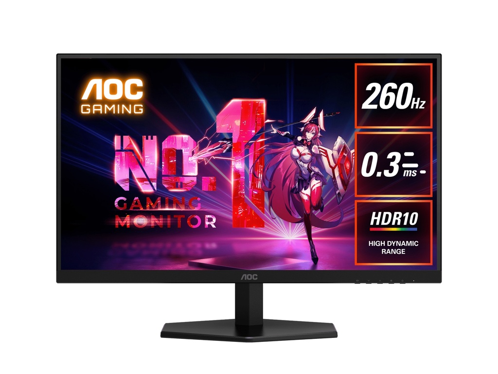 [MNAO-Q27G42ZE] MNAO-Q27G42ZE AOC 27' 260Hz Gaming Monitor : Fast IPS panel, 2560×1440 @ 260Hz, 0.3ms MPRT, 120% sRGB, 98.5% DCI-P3, 300 nits, DP & HDMI, tilt stand