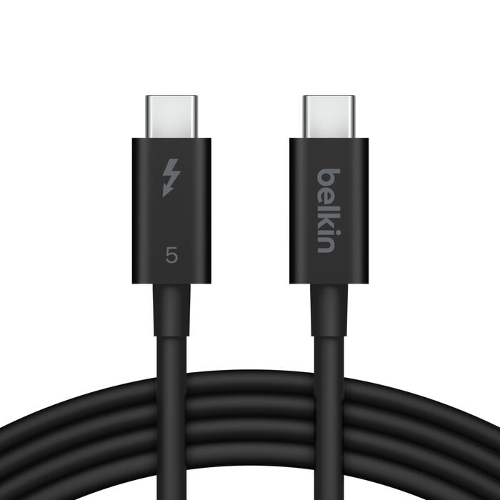 MPA-INZ005FQ1MBK Belkin Connect Thunderbolt 5 USB-C to USB-C Cable (1M) - Black (INZ005fq1MBK), 5A/240W, 80Gbps, 8K or 4K@540Hz, Durable, 2 Years Warranty