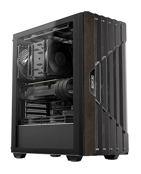 [CAO-C5ARIR] CAO-C5ARIR OKINOS Cypress 5 Oak Wood ATX, Type-C ,4 x 120mm 3Pin Non-PWM CaseFans Preinstalled ,Tempered Glass Side Panel,BlackMid-Tower Computer Case