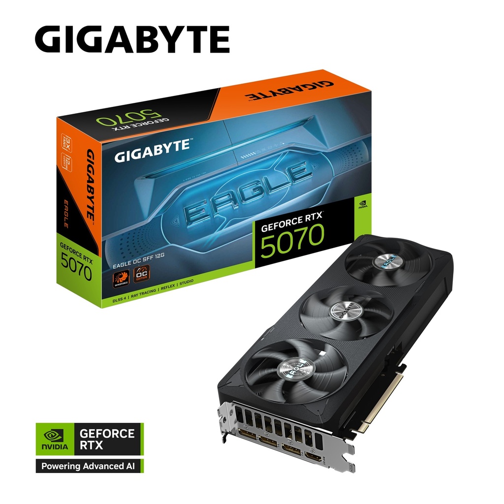[VCG-GV-N5070EAGLEOC-12GD] VCG-GV-N5070EAGLEOC-12GD Gigabyte GeForce RTX™ 5070 EAGLE OC SFF 12G, 2587 MHz, CUDA  6144, 28 Gbps, GDDR7, 192 bit, PCI-E 5.0, PSU 750W, DisplayPort 2.1b *3 HDMI 2.1b *1