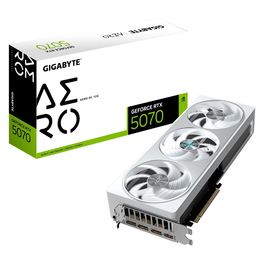 [VCG-GV-N5070AEROOC-12GD] VCG-GV-N5070AEROOC-12GD Gigabyte GeForce RTX™ 5070 AERO OC 12G, 2625 MHz, CUDA  6144, 128 Gbps, GDDR7,192 bit, PCI-E 5.0, P[SU 750W, DisplayPort 2.1b *3 HDMI 2.1b *1
