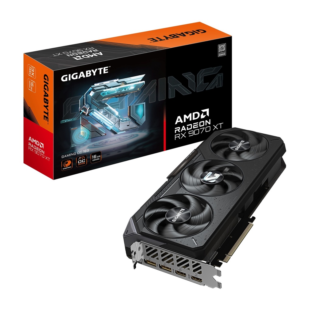 [VCG-R9070XTGAMINGOC-16GD] VCG-R9070XTGAMINGOC-16GD Gigabyte Radeon™ RX 9070 XT GAMING OC 16G, 20 Gbps, GDDR6, 256 bit, PCI-E 5.0, PSU 850W, 8 pin*3, DisplayPort 2.1a *2 HDMI 2.1b *2