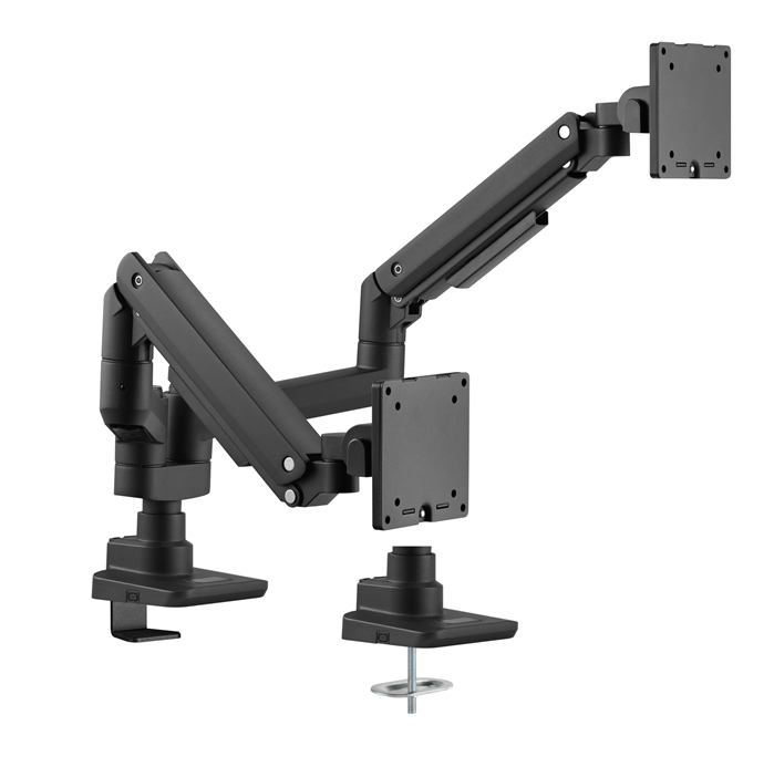 MABT-LDT69-C024P2-BL Brateck Fabulous Pole-Mounted Gas Spring Dual Monitor Arm Fit Most 17'-35' Monitors, Up to 20kg per screen VESA 75x75/100x100 Fine Texture Black （LS）