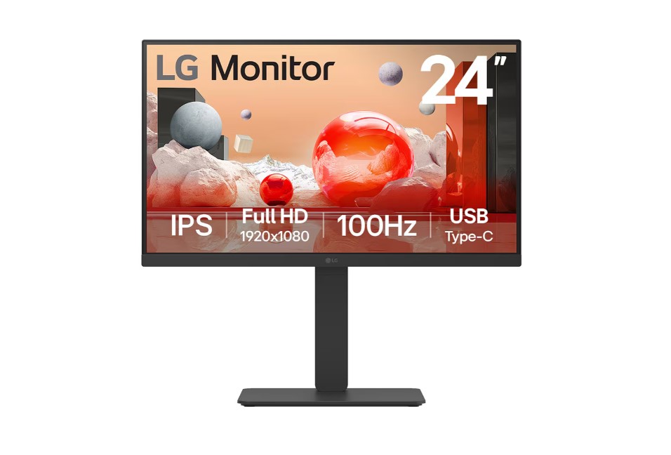 [MNL-24BA650-B] MNL-24BA650-B LG 24' Full HD IPS 100Hz Monitor, 1920x1080, Built-in Power&Speaker, USB-C 65W PD,  sRGB 99%, 5ms, 16:9, versatile stand Tilt/Height/Swivel/Pivot