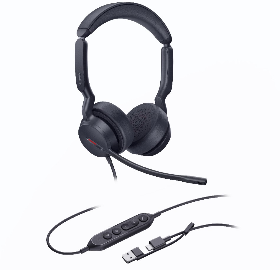 [IPY-UH44-D-UC-CA] IPY-UH44-D-UC-CA Yealink UH44 Dual UC USB-C/A Unified  Communications USB Wired Headset Dual Noise-Canceling Microphones 35mmSpeaker Busylight Leather Ear Cushions