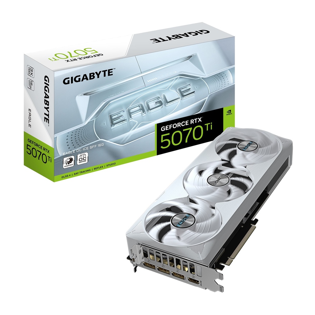 [VCG-N507TEAGLEOCICE-16GD] VCG-N507TEAGLEOCICE-16GD Gigabyte GeForce RTX™ 5070 Ti EAGLE OC ICE SFF 16G, 2542 MHz, CUDA 8960, 28 Gbps, GDDR7, 256 bit, PCI-E 5.0, PSU 750W,DisplayPort 2.1b  HDMI 2.1b x1