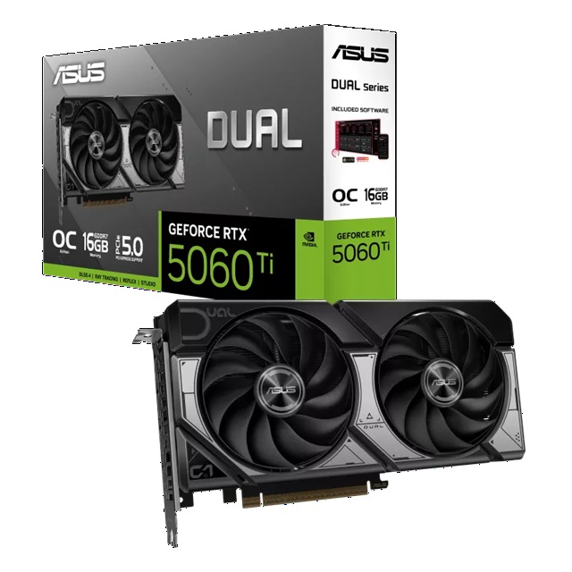 [VCA-RTX5060TI-O16G-DU] VCA-RTX5060TI-O16G-DU ASUS Dual GeForce RTX™ 5060 Ti 16GB - Black OC Edition, NVIDIA®, GDDR7, 4608 CUDA Cores, 28Gbps, 128-bit, PCIe 5.0, HDMI 2.1b, DP 2.1b