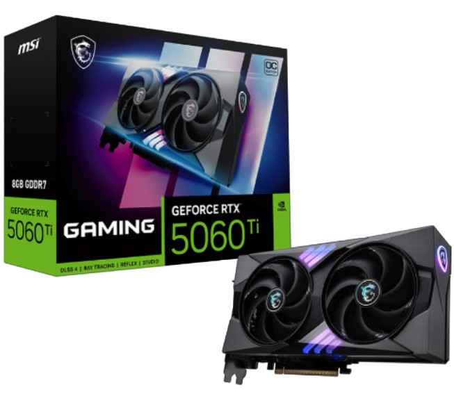 [VCM-RTX5060T8GGAMINGOC] VCM-RTX5060T8GGAMINGOC MSI nVidia GeForce RTX™ 5060 Ti 8G GAMING OC ,  PCI Express® Gen 5 x16, Boost: 2647 MHz, CUDA 4608 Units, 8GB GDDR7, HDMI™ x 1