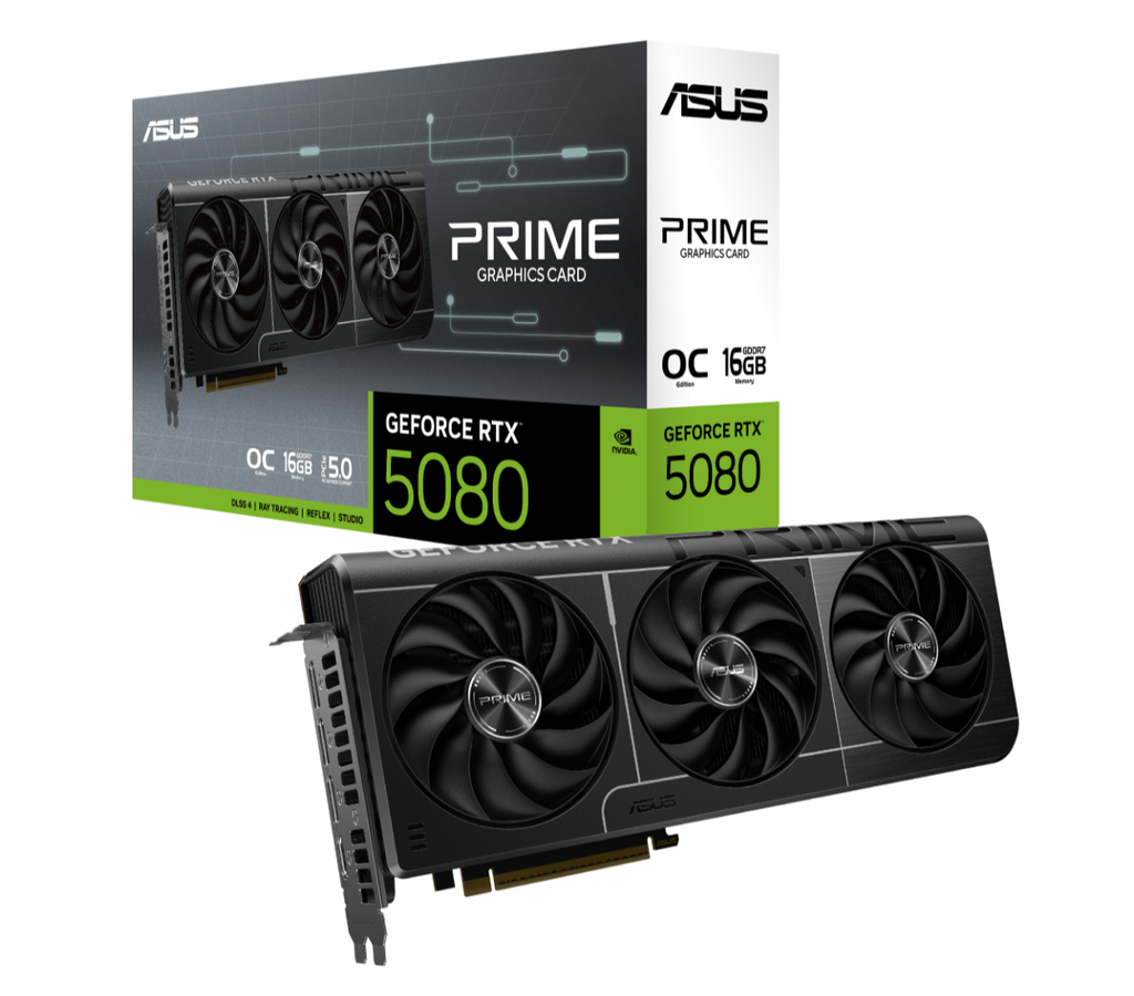 [VCA-RTX5080-O16G-PR] VCA-RTX5080-O16G-PR ASUS nVidia GeForce PRIME-RTX5080-O16G OC Edition 16GB GDDR7 2655 MHz Boost Clock 30 Gbps 256-bit Digital Max Resolution 7680 x 4320