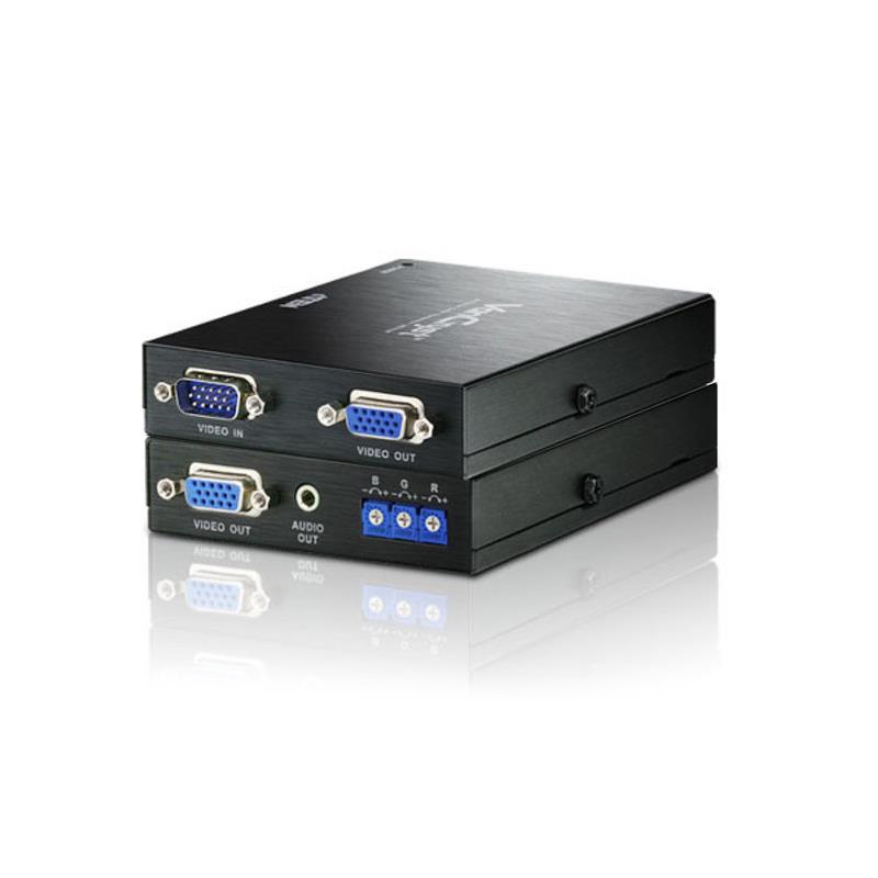 Aten Professional Video Extender VGA Via Cat5 with Audio  Deskew, Supports One local  One Remote Output, 1900x1200@60Hz 150m, 1280x1024@60hz 300m
