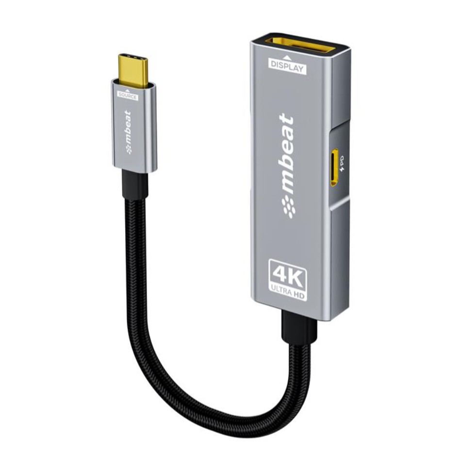 USMB-XAD-PCDP (LS) mbeat® Tough Link USB-C to DP Adapter with 100W PD - Space Grey 4K (3840 x 2160) @60Hz, 2K (2560 x 1440) @144Hz, 1080p (1920 x 1080) @240Hz