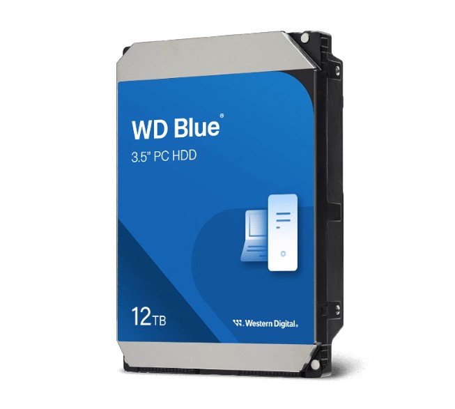 HAWD-BLUE-12TB Western Digital WD Blue PC Desktop Hard Drive - 12TB, 3.5', SATA, up to 260MB/s, 7200 RPM, CMR, 512MB, 2Y Warranty