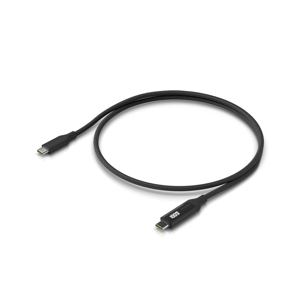 NHU-CABLE-USB-100W-.3M-BK Ubiquiti USB-C Cable with Charge Display,Length 0.3M, Black, Braided Power & Data Cable With A Double-sided Charge Display,100W Max Power Outpu