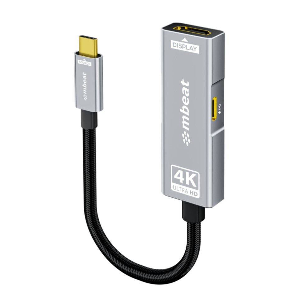 USMB-XAD-PCHD mbeat® Tough Link USB-C to HDMI Adapter with 100W PD - Space Grey  5V-20V/5A, 100W PD  Up to 4K (3840 x 2160) @60Hz