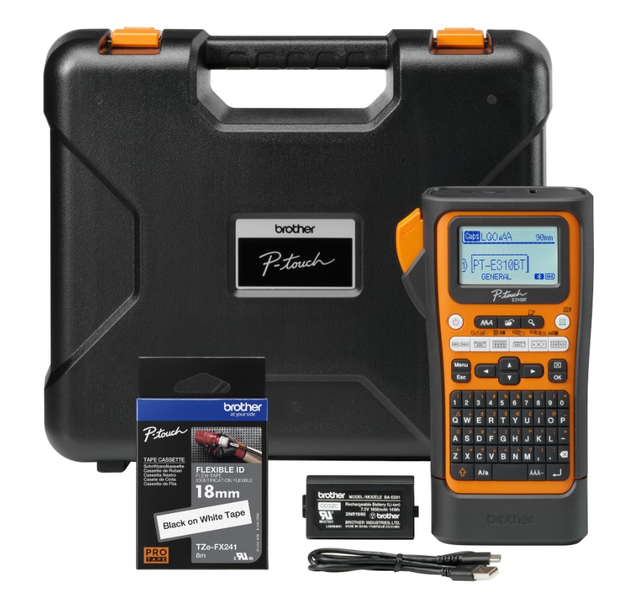 [PRB-PT-E310BTVP] PRB-PT-E310BTVP Brother PT-E310BTVP Industrial Handheld Label Printer  - 3 Year Warranty, included Carry case, Rechargeable Li-Ion battery,1xTZE-FX241 and USB-A Cable