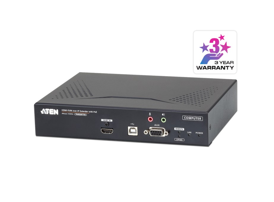 KVA-KE8952T Aten 4K HDMI Single Display KVM over IP Transmitter with Power over Ethernet, power adapter not included