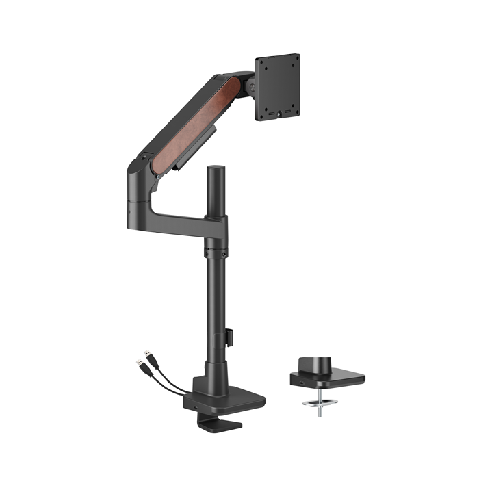 [MABT-LDT81N-C012UCP-BLK] MABT-LDT81N-C012UCP-BLK Brateck LDT81N-C012UCP Fusion Heavy-Duty Pole-Mounted Gas Spring Monitor Arm with USB-A/USB-C Ports For most 17'~49' Monitors, Fine Texture Black(New)