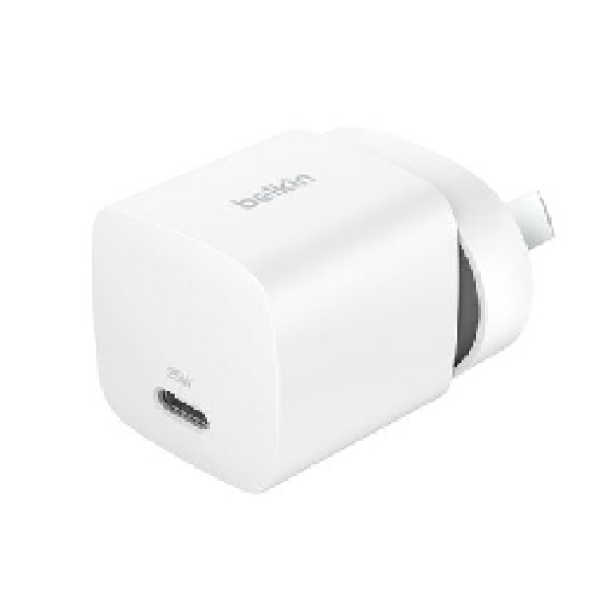 MPA-WCA012AUWH Belkin BoostCharge Compact 25W USB-C (PD 3.1) Cubic Wall Charger - White (WCA012auWH), Best for iPhone & Samsung,$2500 CEW, 2 Years Warranty