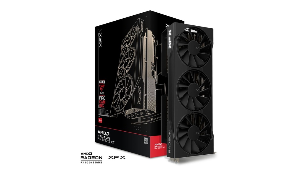 VCX-RX9070XT-16GB-BK XFX Swift AMD Radeon RX 9070XT Triple fan Gaming Edition with 16GB GDDR6 HDMI 3xDP, AMD RDNA™ 4 (RX-97TSWF3B9)