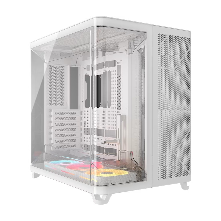 [CAC-AIR5400LX-R-WH] CAC-AIR5400LX-R-WH Corsair AIR 5400 LX-R RGB iCUE LINK Triple Chamber Mid-Tower PC Case - White; ATX/E-ATX; 467x470x340mm; TG; 360GPU; 180CPU; 360RAD; USB-C