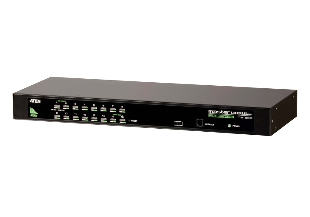 Aten Rackmount KVM Switch 16 Port VGA PS/2-USB, KVM Cables NOT Included, Selection Via Front  USD Menu, Broadcast Mode